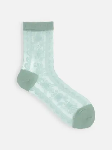 シースルー縦レースショートソックス