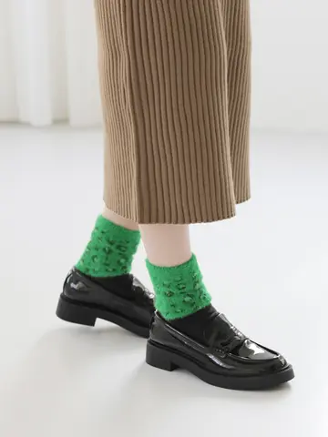 ミンクモールヒョウ柄ショートソックス