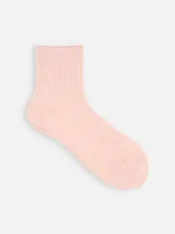 綿混2×2リブショートソックス