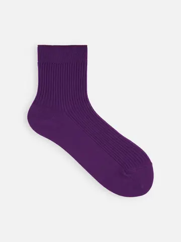 綿混2×2リブショートソックス