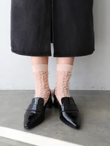 裏出しラメぼさぼさショートソックス