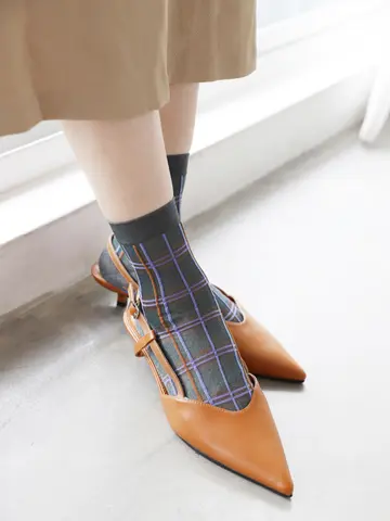 シアーグリッターラメチェックショートソックス