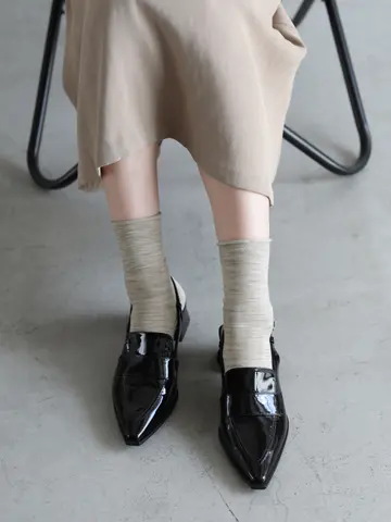 ハイゲージ梳毛ロールショートソックス