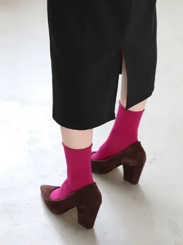 ハイゲージ梳毛ロールショートソックス