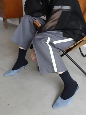 梳毛8×2リブショートソックス