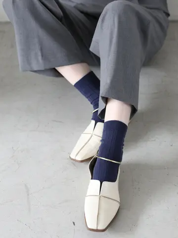 梳毛8×2リブショートソックス