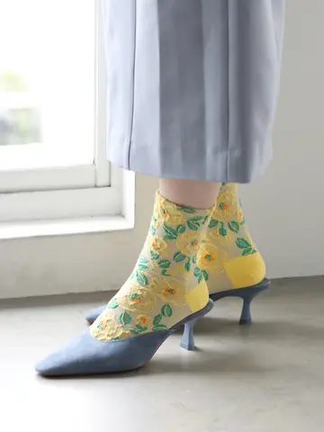 毛混カメリアフロートショートソックス