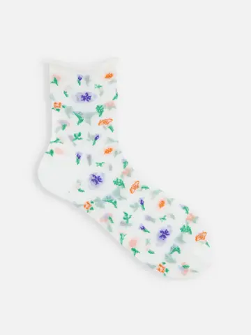 シアーフローラルショートソックス