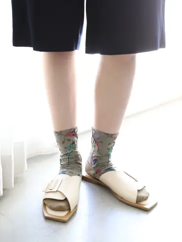 フロートオウム柄ショートソックス