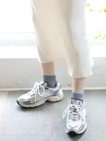 シルケット2×2リブショートソックス