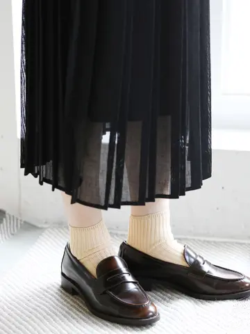 シルケット2×2リブショートソックス