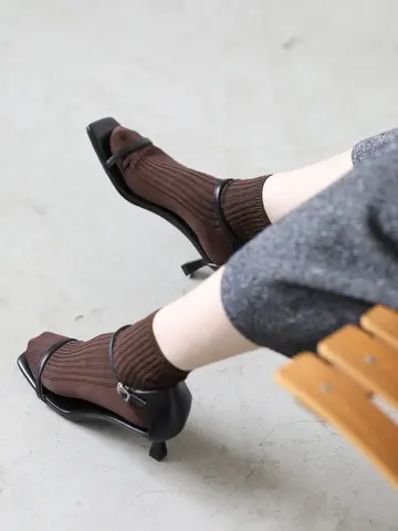 シルケット2×2リブショートソックス