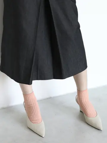 シルケット2×2リブショートソックス