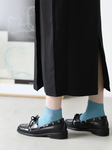 シルケット2×2リブショートソックス