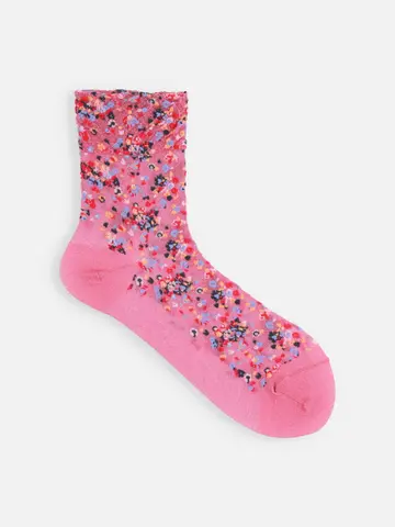 シアーグリッターラメモザイクフラワーショートソックス