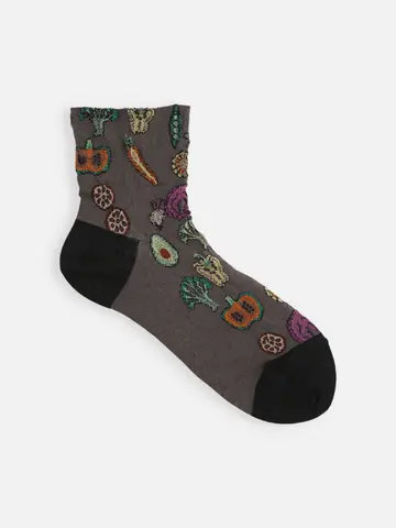 綿麻クレープベジフロートショートソックス