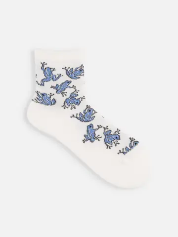 撥水カエル柄ショートソックス