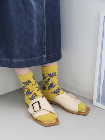 撥水カエル柄ショートソックス