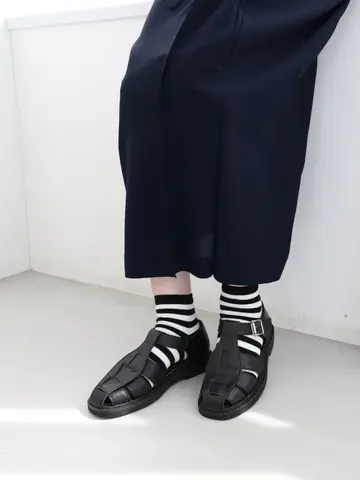 撥水ボーダーショートソックス