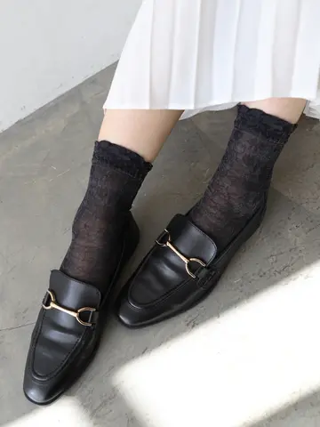 セミシースルーフラワーショートソックス