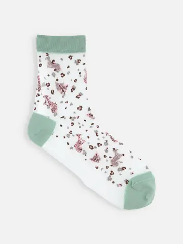 シースルーレオパードショートソックス