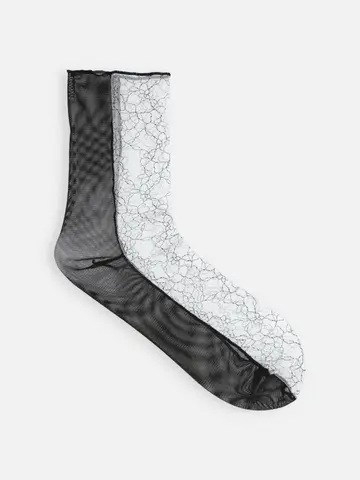 縫製フロントレースショートソックス