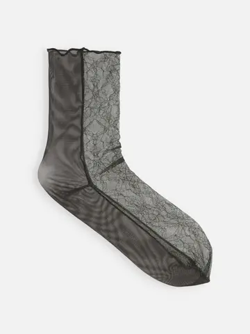 縫製フロントレースショートソックス