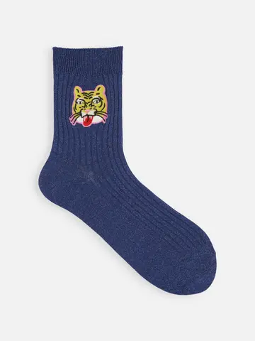 ラメ刺繍タイガーショートソックス