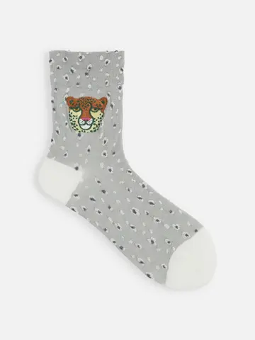 レオパード刺繍ショートソックス