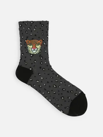 レオパード刺繍ショートソックス