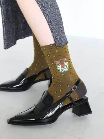 レオパード刺繍ショートソックス