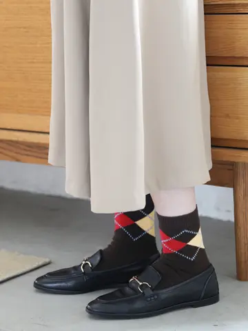 ウールアーガイルショートソックス