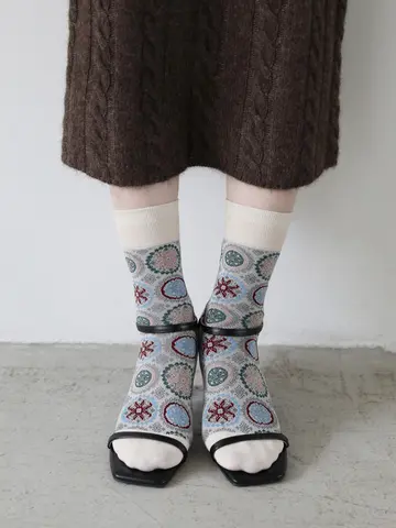 スカーフ柄ショートソックス