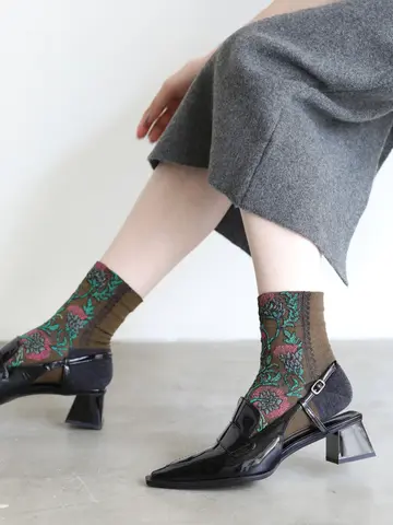 毛混フロントアザミフロートショートソックス