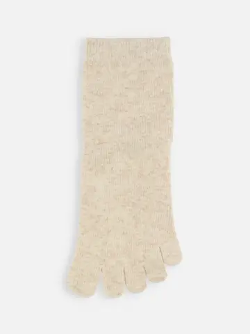 紡毛五本指無地ショートソックス