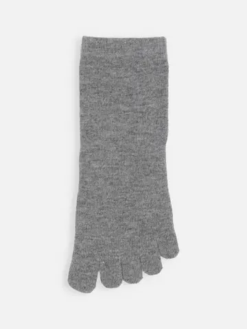 紡毛五本指無地ショートソックス