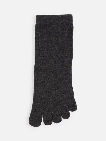 紡毛五本指無地ショートソックス