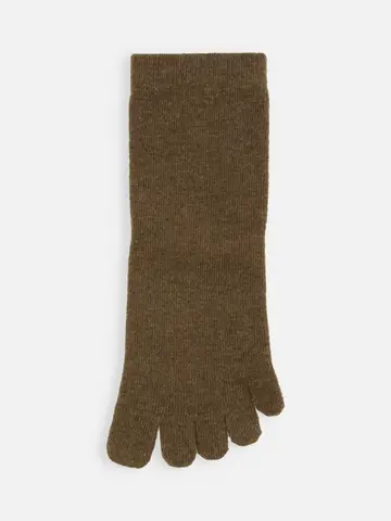 紡毛五本指無地ショートソックス