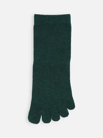 紡毛五本指無地ショートソックス