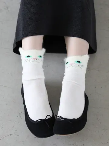 ミンクモール猫ショートソックス