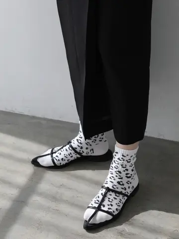 撥水アメリブヒョウ柄ショートソックス