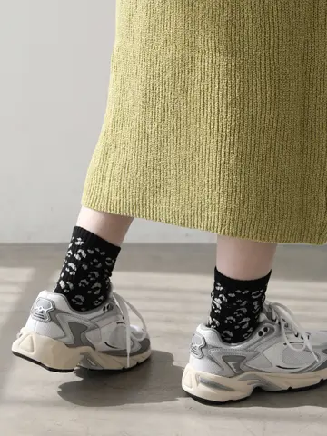 撥水アメリブヒョウ柄ショートソックス