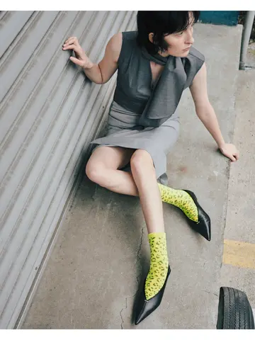 撥水アメリブヒョウ柄ショートソックス