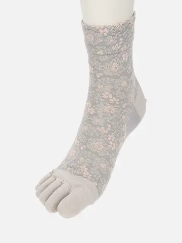 ラメフラワーフロート五本指ショートソックス