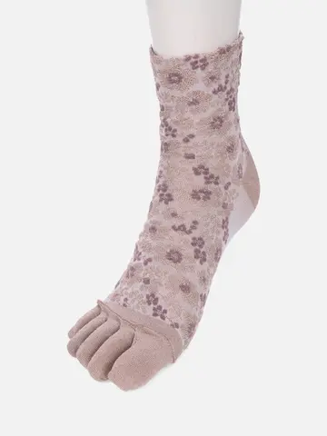 ラメフラワーフロート五本指ショートソックス