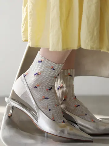 綿麻クレープスイミングフロートショートソックス