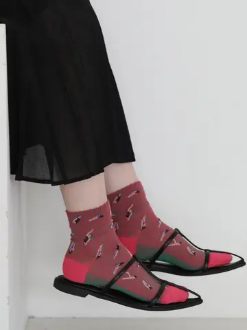 綿麻クレープスイミングフロートショートソックス