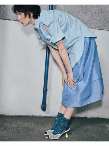 綿麻クレープスイミングフロートショートソックス