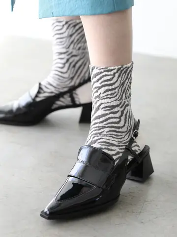 ゼブラ柄ショートソックス