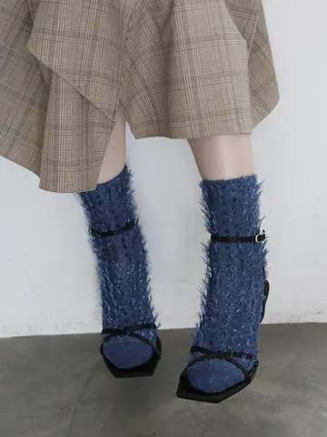 ラメふさふさショートソックス